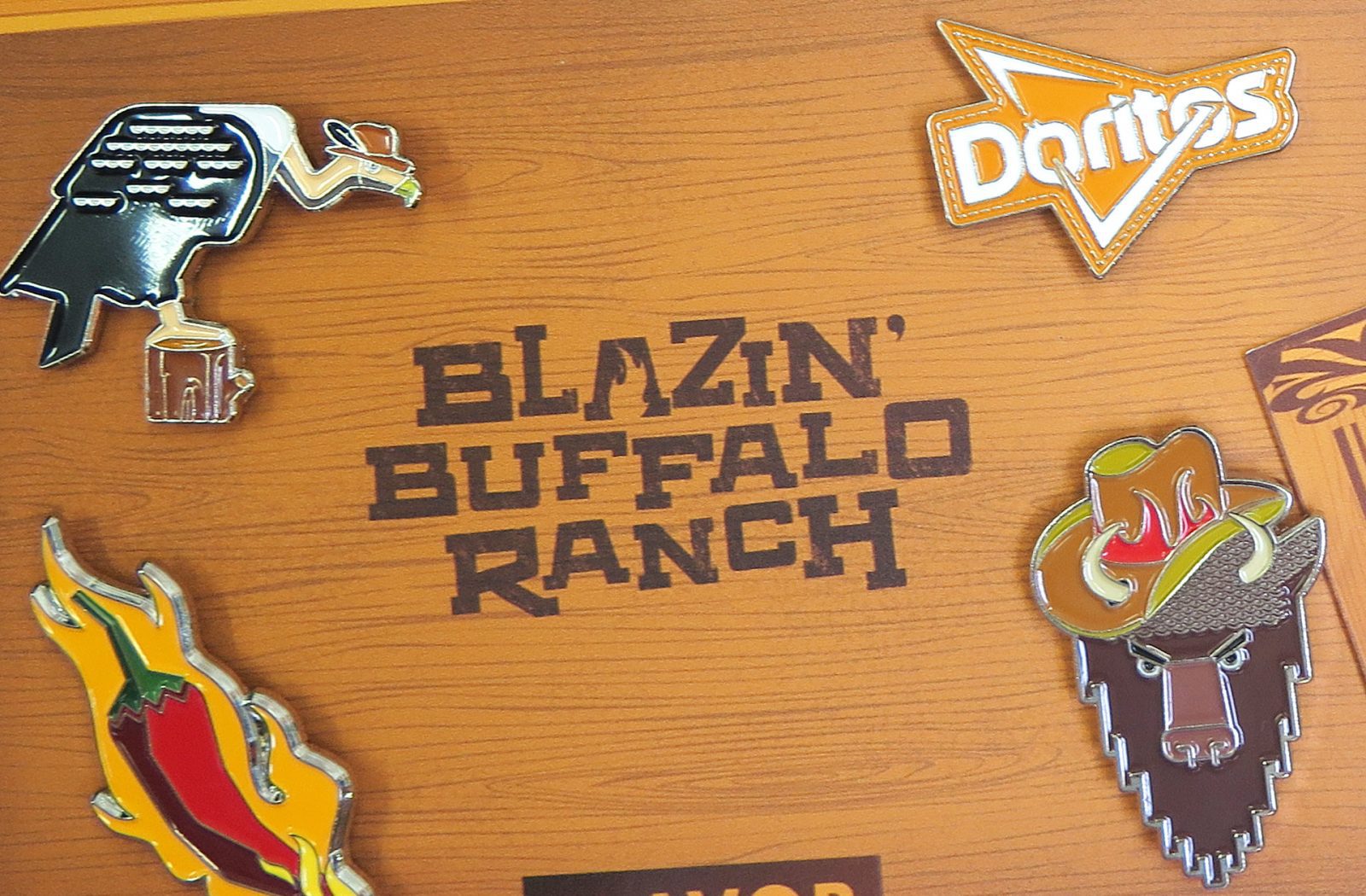 Photograph of the inside of a custom made influencer unboxing experience and consumer sweepstake prize for doritos limited edition flavor Blazin’ Buffalo Ranch.