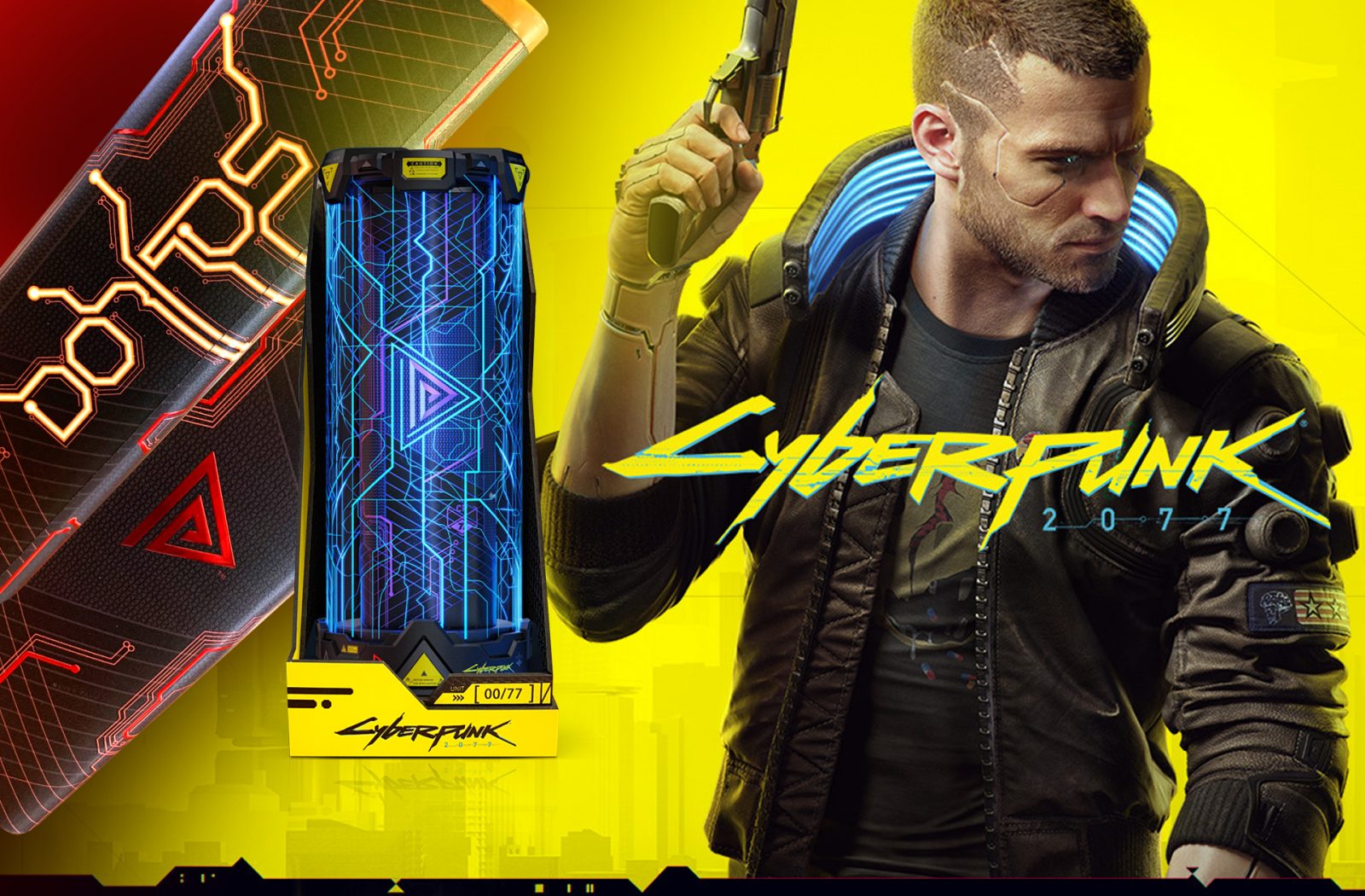 Collage image showcasing a fuel cell themed influencer unboxing experience promoting Cyberpunk 2077 and Doritos.
