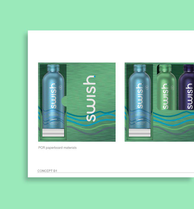 Development concepts for an unboxing experience promoting the launch of Swish Colgate Mouthwash.
