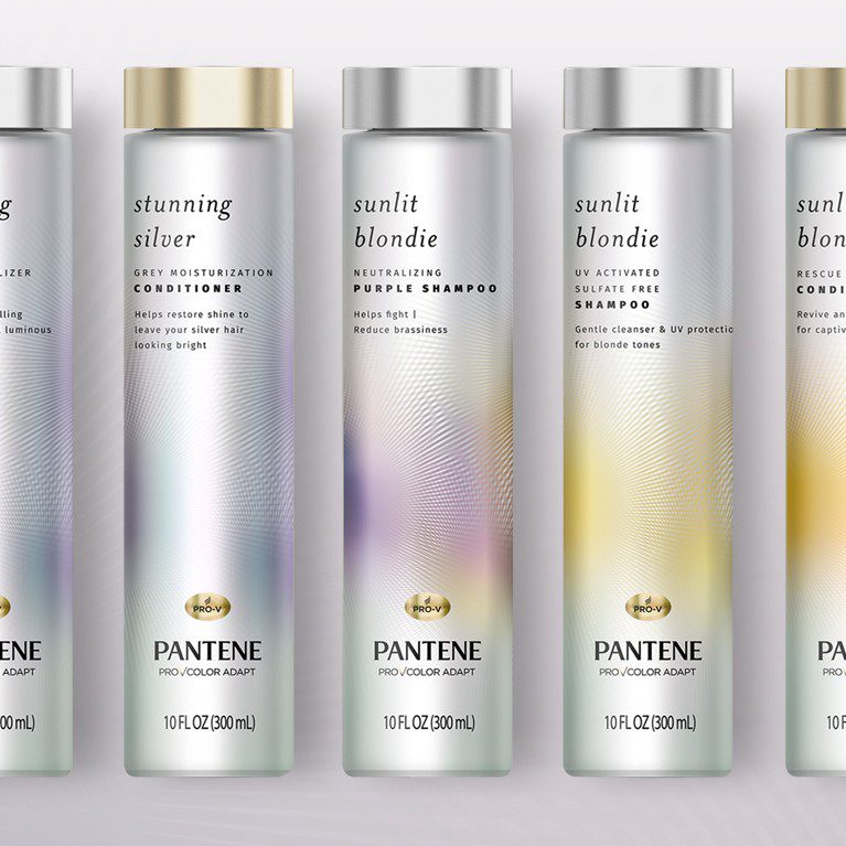 Render of a full product line of comps created for Pantene premium collection sales samples, featuring Premium and viable enhancements.