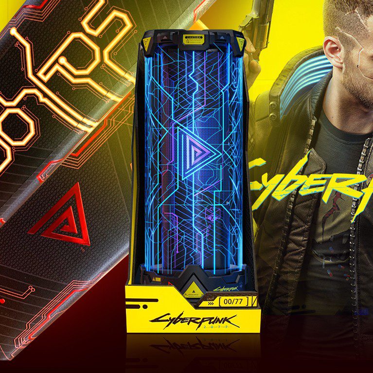 Collage image showcasing a fuel cell themed influencer unboxing experience promoting Cyberpunk 2077 and Doritos.