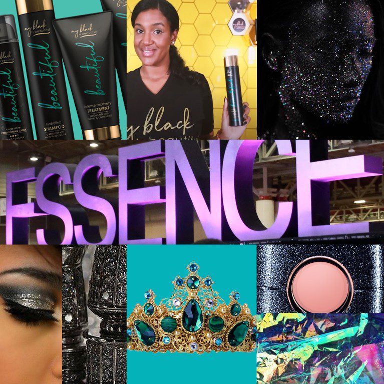 Collage of photographs of the brand launch of My Black Is Beautiful at the Essence Festival.