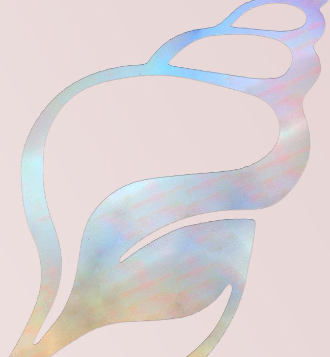 Close up photograph of the sustainable, printed iridescent effect on venus pubic hair razor packaging, created by a product packaging design agency.