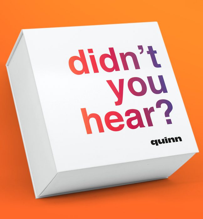 Photograph of an Influencer Unboxing Experience for the Quinn app.