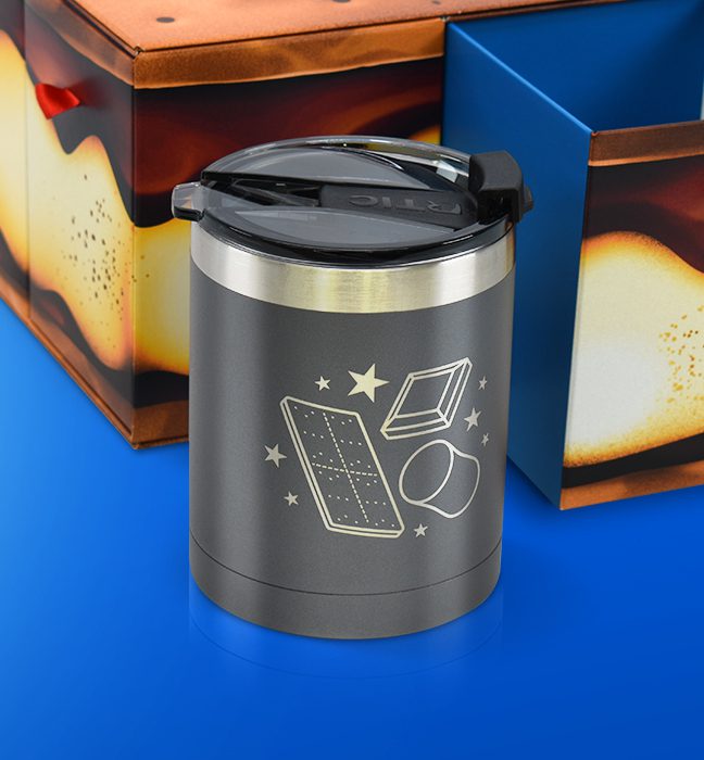 Close-up shot of the iconography on the limited edition custom mug included in the influencer unboxing experience for Pepsi Smore's.