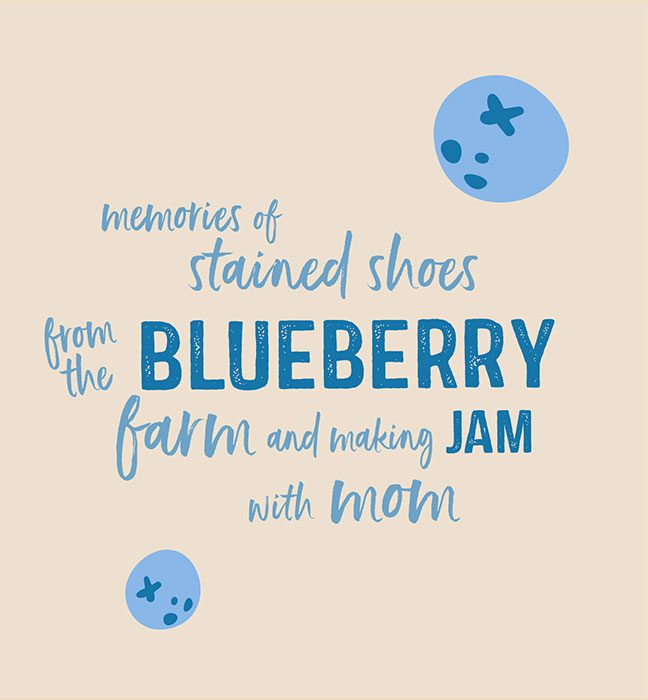 Illustration of a blueberry and matching typography created by a product packaging design agency for startup business Randell’s Organics.