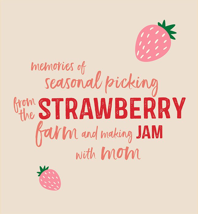 Illustration of a strawberry and matching typography created by a product packaging design agency for startup business Randell’s Organics.