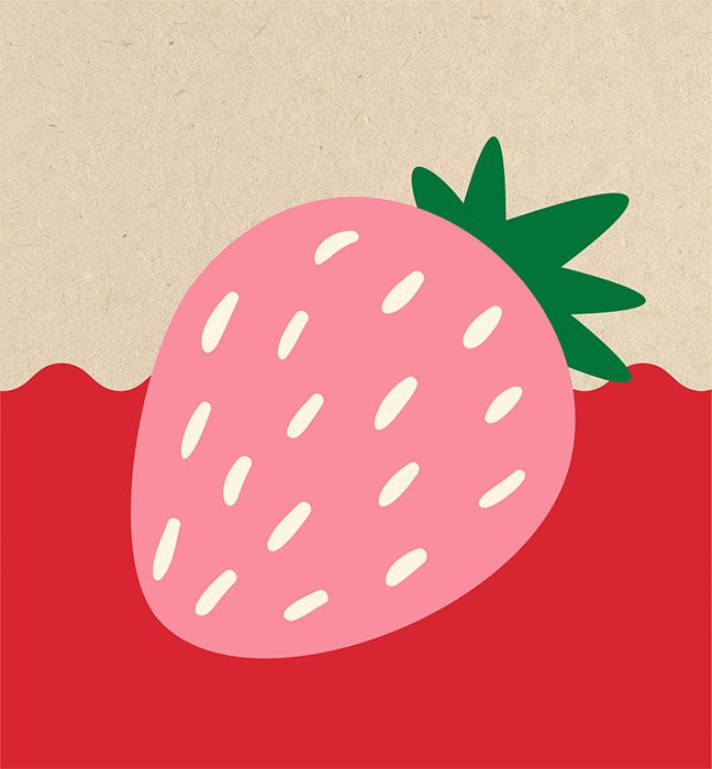 Illustration of a strawberry created by a product packaging design agency for startup business Randell’s Organics.